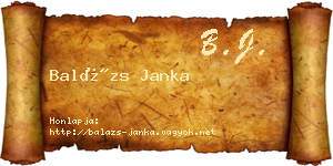 Balázs Janka névjegykártya